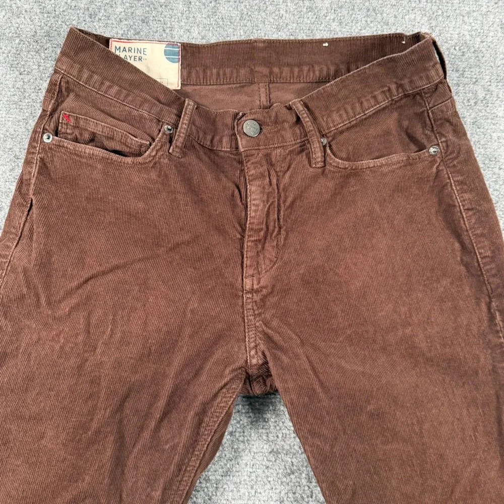 Marine Layer Corduroy Pants Mens 32x34 Brown Slim Straight Casual Workwear